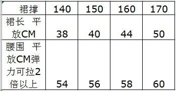 裙撑尺码表