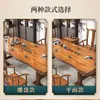 Mesa de Té Grande de Madera Maciza con Juego Completo de Sillas, Mesa de Té de Tablero Completo Estilo Chino para Hogar y Oficina, Mesa de Té y Mesa de Preparación de Té Integradas