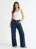 Ropa de Mujer para Comercio Exterior Europeo y Americano Otoño Nuevo Retro Lavado Holgado Casual Recto de Cintura Alta Jeans para Mujer