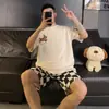 Transmisión en Vivo Transfronteriza Pijama de Shorts Estampados de Manga Corta para Hombre Verano Jersey Casual Estilo Japonés Ropa para el Hogar que se Puede Usar Afuera para Hombre Verano