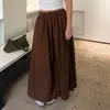 Falda larga vintage de estilo francés con cintura elástica para mujer, comercio exterior estilo europeo y americano, relajada y casual, de cintura alta, falda línea A adelgazante