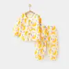 Traje de bebé para niños Verano Delgado Ropa de casa de manga larga para bebés Pijamas Ropa dividida para bebés Conjunto de dos piezas A