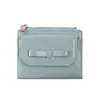 Nueva Cartera Corta de Color Puro Estilo Coreano para Mujer Simple de Cuero PU con Múltiples Ranuras para Tarjetas Portatarjetas Mini Cartera con Cremallera para Monedas