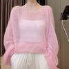 Suéter de Punto de Lana Calado de Verano para Mujer, Delgado, Estilo Holgazán, Estilo Occidental, Suéter Holgado, Blusa Protector Solar, Abrigo, Top