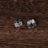 Cuentas Espaciadoras Base de Plata Sanqi Tibetano Madreselva DIY Wenwan Pulsera de Cuentas de Oración Budista Pulsera Accesorios Retro Accesorios de Base de Flor Hueca