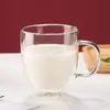 Copo de Vidro Isolado Personalizado de Camada Dupla com Alça Resistente a Altas Temperaturas para Uso Doméstico, Copo para Bebidas Frias, Leite, Café, Chá de Flores, Copo de Água