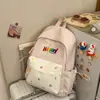 Nova Mochila Lisa Estilo Coreano, Mochila Escolar Casual e Leve para Alunos do Ensino Fundamental, Letras Bordadas de Alto Valor, Mochila para Alunos do Ensino Médio