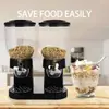 Dispensador de Cereais Grãos de Café da Manhã com Balde Duplo de 2L Máquina de Cereais com Três Baldes Pote de Armazenamento à Prova de Umidade para Lanches de Aveia na Cozinha