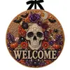 Cartel de Bienvenida de Halloween Transfronterizo Cartel de Puerta de Bienvenida Estilo Pintura de Diamantes de Halloween S