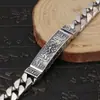 Atacado de fábrica joias de prata de lei 925 prata tailandesa retrô mantra de seis caracteres caractere de Buda fecho de pulseira Vajra de diamante corrente de prata