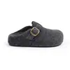 Mesmo estilo de sapatos Birkenstock que a Grape Mom para mulheres, salto oculto de 5 cm, duas versões: sapatos fofos para preguiçosos, meias-pantufas fechadas de feltro de lã