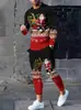 Pantalona de Manga Longa Natalina com Estampa 3D de Papai Noel, Outono Europeu e Americano, Roupa Criativa de Casal