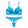 Nuevo conjunto de lencería sexy de encaje bordado estilo europeo y americano para mujer, ultrafino, minimiza los bustos grandes, sujetador anti-caída
