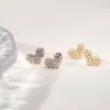 Nuevos Pendientes de Perla de Amor para Mujer Pequeños y Exquisitos Aguja de Plata 925 Juego Completo con Pedrería Estilo Coreano Simple Pendientes Chapados en Oro Real