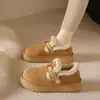 Sapatos femininos estilo Birkenstock com sola grossa e forro de fleece, nova coleção de inverno 2026, extra grossos e quentes, totalmente fechados, com forro peludo, sapatos femininos de algodão