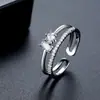 Anillo de Dedo Índice Abierto de Doble Capa de Moda Simple Estilo Coreano Jinse para Mujer Ropa Diaria de Trabajo Ins Anillo Versátil de Circonita Venta al por Mayor