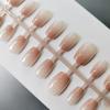 Manicura de Hielo Nude con Estampado de Leopardo, 30 Piezas, Uñas Portátiles, Manicura Prehecha Semi-Terminada