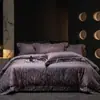 Juego de ropa de cama jacquard de cuatro piezas teñido en hilo de algodón de fibra larga estilo vintage 100S, juego de ropa de cama de modelo de lujo ligero de alta gama