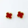 Acero de Titanio Juego Flor de Cuatro Hojas Collar Pendientes Pulsera Pulsera Fritillaria Flor de Cuatro Hojas Juego Sin Decoloración Temperamento Sentido de Alta Calidad