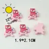 Oso de dibujos animados de color rosa brillante rojo fresa sosteniendo sandía oso plato clip de sujeción línea del cabello horquilla para el cabello parche de resina de bricolaje