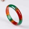 Pulsera de Ágata Pavo Real Natural Pulsera de Calcedonia de Color Colorido Color Rojo y Verde para Mujer Suministro en Vivo Venta al por Mayor