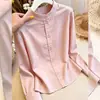 Camisa de manga larga con cuello mao a la moda estilo francés para mujer, nueva tendencia versátil otoño 2026, blusa elegante ajustada