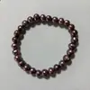 Joyería al por mayor 7mm casi redondo Barroco puesto suministro selección transmisión en vivo pulsera de perlas de agua dulce pulsera pulsera para mujer