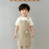 Delantal de Cocina para Niños de Algodón y Lino Rayado, Estilo Coreano, Transpirable, para Trabajo, Catering, Logo Personalizado
