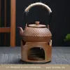 Conjunto de chaleira para fogão com aquecedor de chá, chaleira de fogão a carvão, panela com alça lateral de cerâmica, panela com viga de elevação de grés, panela de cerâmica, panela à prova de lenha