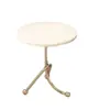 Mesa auxiliar nórdica de acero inoxidable con veta de madera de cerezo, forma redonda, diseño simple para sala de estar, mini mesita de noche