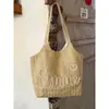 Bolso de mano tejido estilo rústico para mujer, bolsa de paja de verano con gran capacidad y bordado de letras, adecuado para ir al trabajo, de hombro y de mano