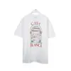 260g Exportación Ropa de Hombre Verano 2025 Nuevo Estilo Casablanca Degradado Letra Logo Estampado Camiseta de Manga Corta