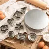Juego de 24 Piezas de Rompecabezas de Galleta Moldes para Galletas Forma Geométrica de Acero Inoxidable Cortadores de Galletas Herramientas de Horneado Moldes DIY
