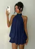 2026 Transfronterizo Europeo y Americano Amazon Nueva Moda Elegante Ajustado Figura Hot Chica Espalda Descubierta Cuello Halter Cintura Entallada Vestido para Mujer