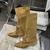 Botas de cuero de vaca súper suaves, estilo vintage relajado, punta fina, tacón de bloque para mujer, versátiles botas vaqueras western con tacón grueso, botas de jinete que estilizan