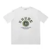 High Street Europeo y Americano Marca de Moda RHUDE Atardecer Cara Redonda de Corazón Impresión de Letras Nuevas Oversize Holgada Camiseta de Manga Corta