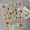 Adesivos de Unha Artística Embossados de Folha de Bordo e Girassol de Outono Padrão de Flor de Abóbora 3D Adesivos de Unha Adesivos Sl Modelo