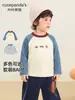 Camiseta de manga longa Kaka Panda com forro de fleece para crianças, roupas de inverno para meninos, camiseta de inverno para meninas, top de bebê