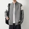 Bestseller de transmisión en vivo: Cárdigan de punto de bloque de color moderno y clásico con cuello alto, suéter y prenda exterior para hombre