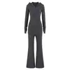 Traje Deportivo Sexy para Chica Caliente Otoño con Capucha Cepillada Casual Camiseta de Manga Larga Sudadera con Cintura y Pantalones Largos Caídos