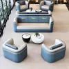 Sofá de negociación y mesa de centro para área de recepción de club de hotel de lujo ligero, combinación para oficina de ventas, recepción de oficina, sofá y mesa con sillas para varias personas