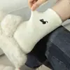 Calcetines Grues de Lana Australiana Cálidos para Dormir Blancos, Versátiles y Lindos, Calcetines Bordados de Media Pantorrilla para Otoño e Invierno