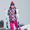 Conjunto de Ropa de Esquí para Niños Coreanos Niñas Exterior Engrosado Impermeable y a Prueba de Viento Niños Ropa y Pantalones de Esquí para Bebés Equipo Moderno