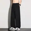 Calça de Gelo de Seda Casual de Verão Reta Tamanho Grande M-XL para Adolescentes, Calça Larga Solta Estilo Hong Kong, Nylon Elastano