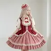 Pinza para el pelo con lazo de encaje de pastel de cereza estilo Lolita dulce japonés, lindo y versátil, exquisito accesorio para el pelo con clip para sombrero