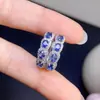 Brincos de Safira Naturais! Tamanho da Pedra Principal Clássica com Incrustação: Prata 925 Eletrodeposição de Precisão 3*4mm