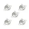 Colgante Doble de Aleación Flor de Rosa Hueca Retro Accesorio de Conexión de Doble Agujero Pendientes Pulsera Collar Colgante DIY Q1169