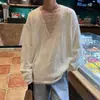 Suéter de Outono Americano com Design Aranhado Cor Sólida Gola V Masculino e Feminino Solto Casual Manga Longa