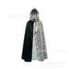 Capa de Halloween Transfronteriza con Puntos Blancos y Negros, Capa Larga para Cosplay, Disfraz de Escenario Cruella