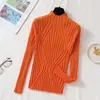 Suéter 2024 para Mujer Combinación Perfecta Color Sólido Cuello Alto Medio Camiseta Base de Punto Top de Manga Larga Otoño e Invierno Nuevo Ajustado Adelgazante